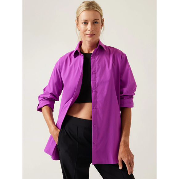 Athleta Tops - Athleta Performance Poplin Top Women's Size 1X Jazzy Purple Tunic Oversized Fit